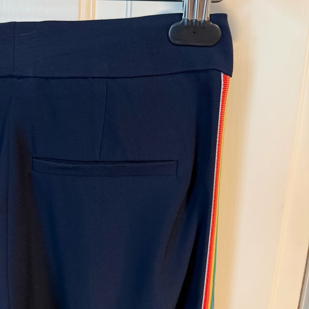 La Ligne Le Tuxedo Pant with Rainbow Stripe 0 Navy Blue Flare Sporty Pride - Picture 5 of 11